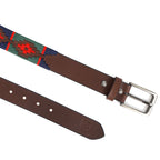Handcrafted Genuine Leather Polo Belt with Woven Tribal Pattern