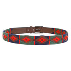 Handcrafted Genuine Leather Polo Belt with Woven Tribal Pattern