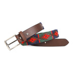 Handcrafted Genuine Leather Polo Belt with Woven Tribal Pattern
