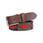 Handcrafted Genuine Leather Polo Belt with Woven Tribal Pattern