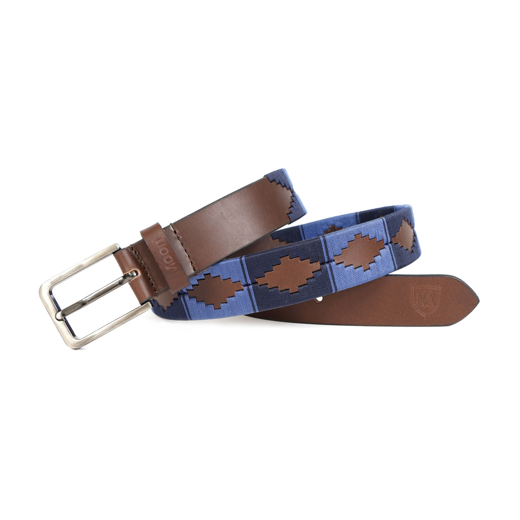 Blue & Brown Handcrafted Leather Polo Belt