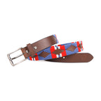 Premium Leather Polo Belt colorful textile embroidery.