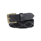 Classic Black Genuine Leather Polo Belt with Vintage Brass Buckle