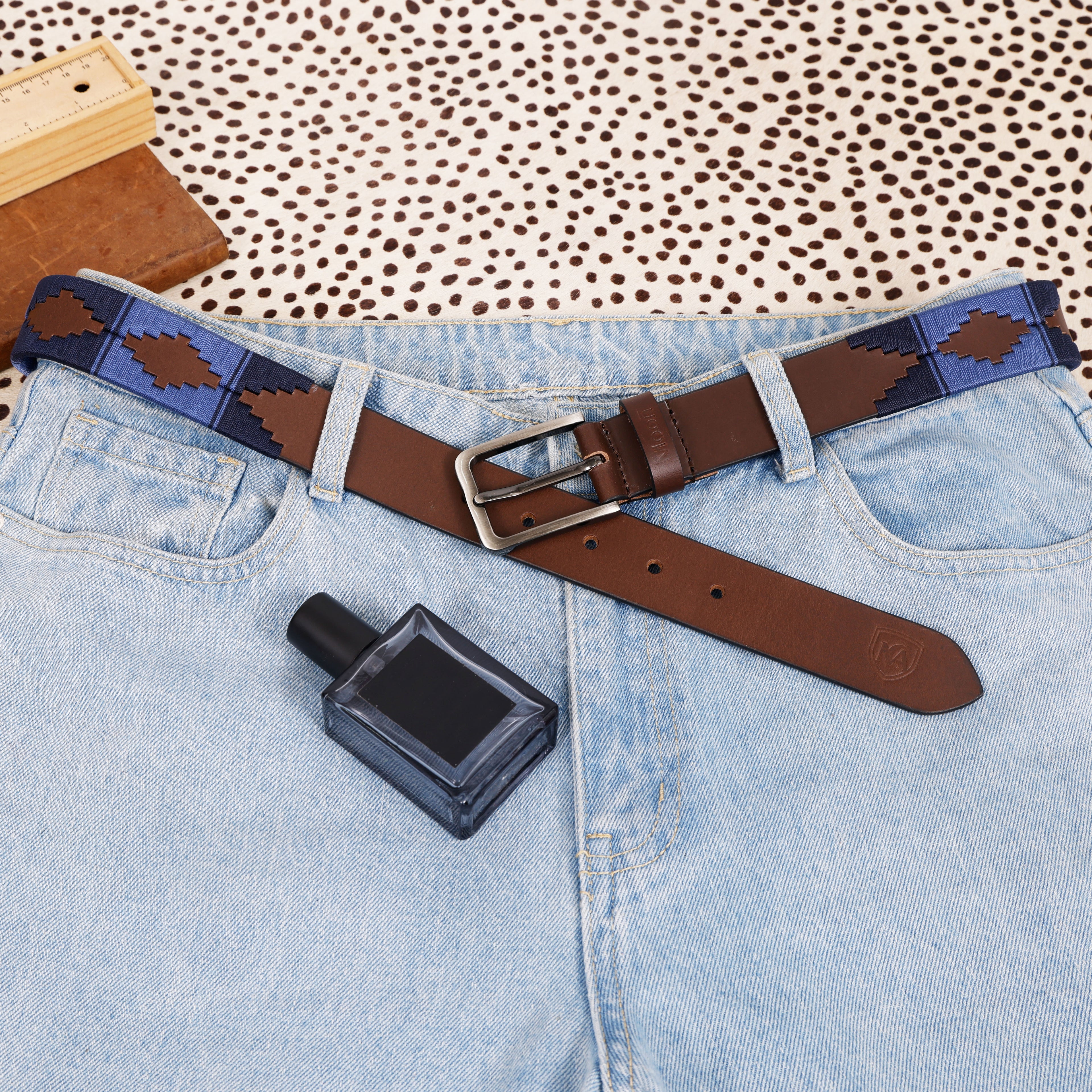 Blue & Brown Handcrafted Leather Polo Belt