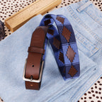 Blue & Brown Handcrafted Leather Polo Belt