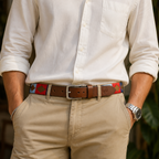 Brown Polo Leather Belt with Silver Buckle