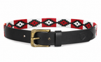 Polo Black Genuine Leather Belt with Red & White Contrast Stitching