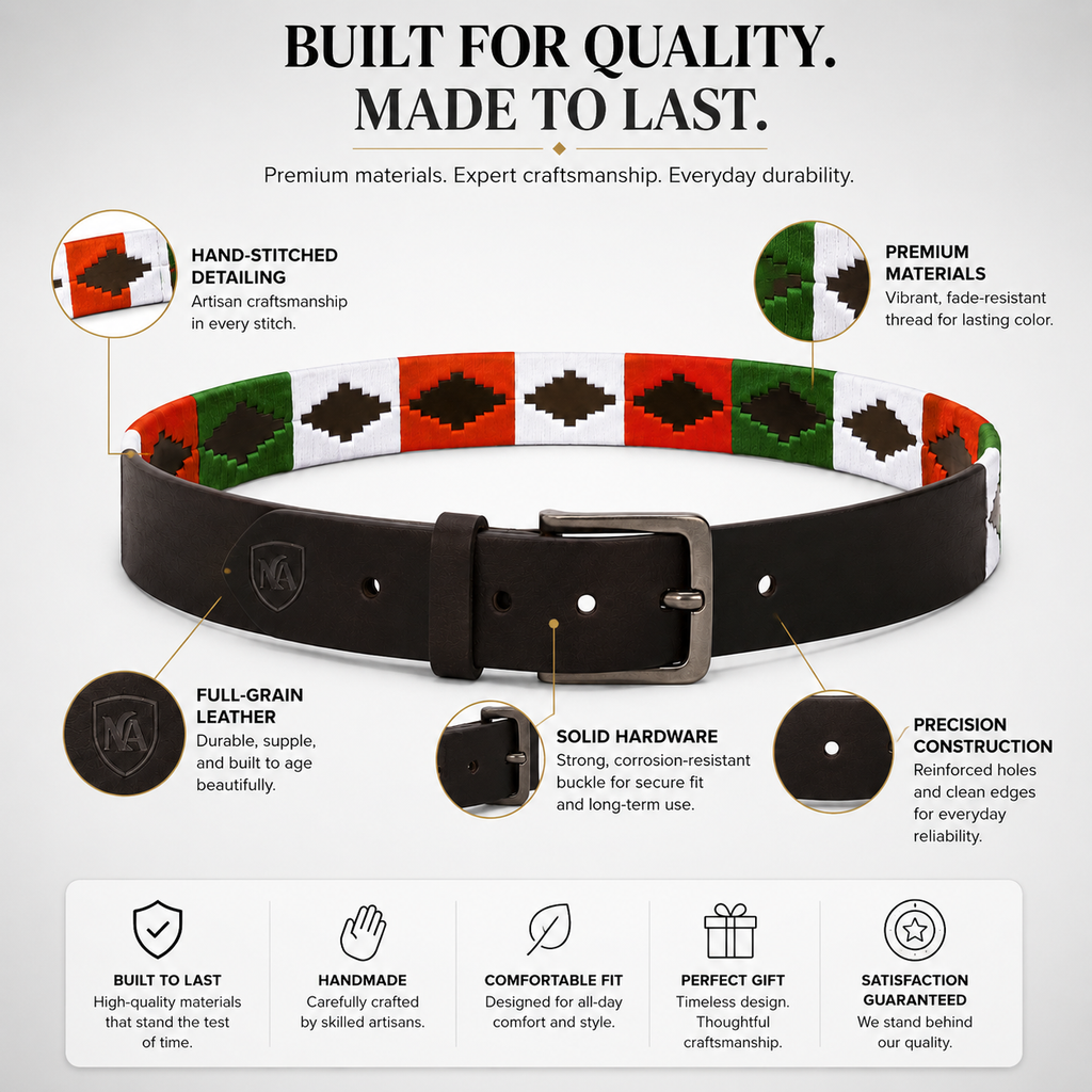 Polo Genuine Brown Leather Belt for Men