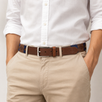 Blue And Brown Polo Leather Belt for Men