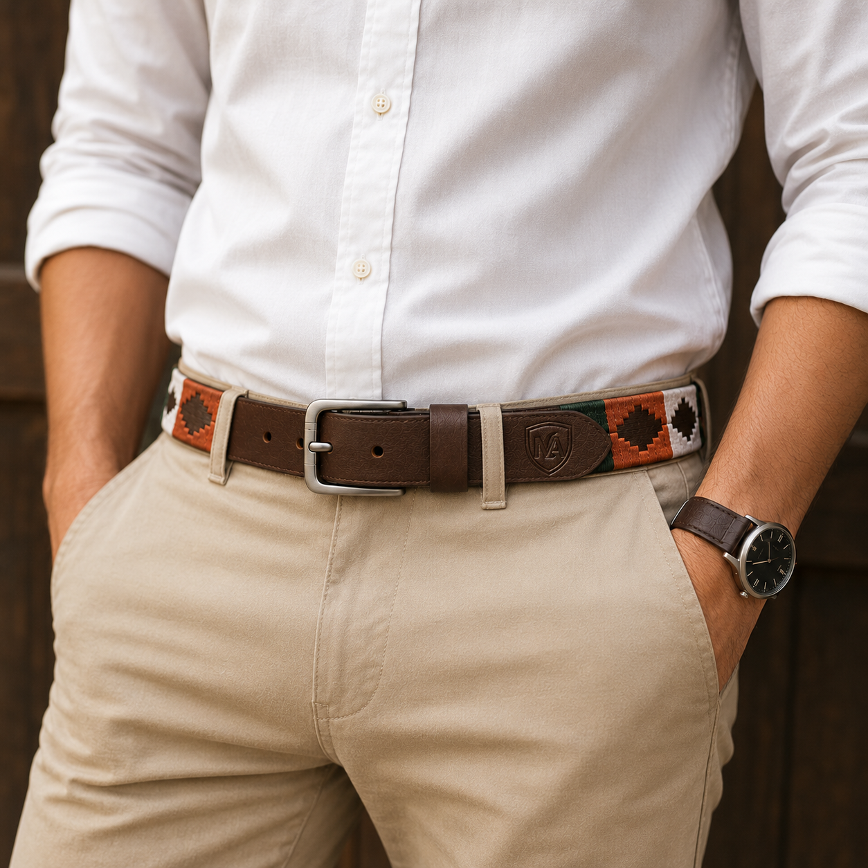 Polo Genuine Brown Leather Belt for Men