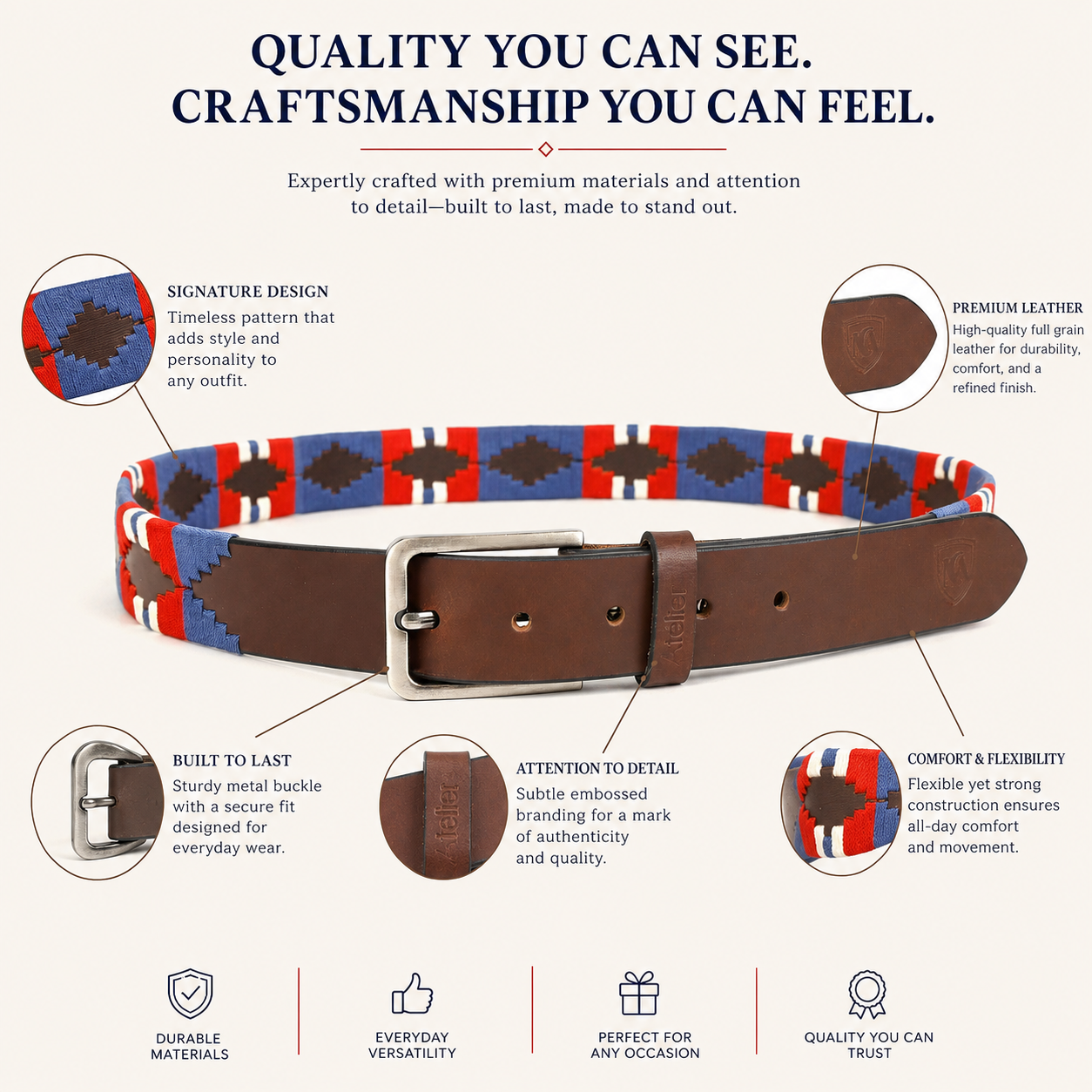 Brown Polo Leather Belt for Men