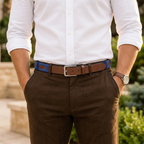 Blue & Brown Polo Leather Belt for Men