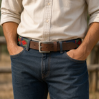 Brown Polo Leather Belt With Silver Buckle